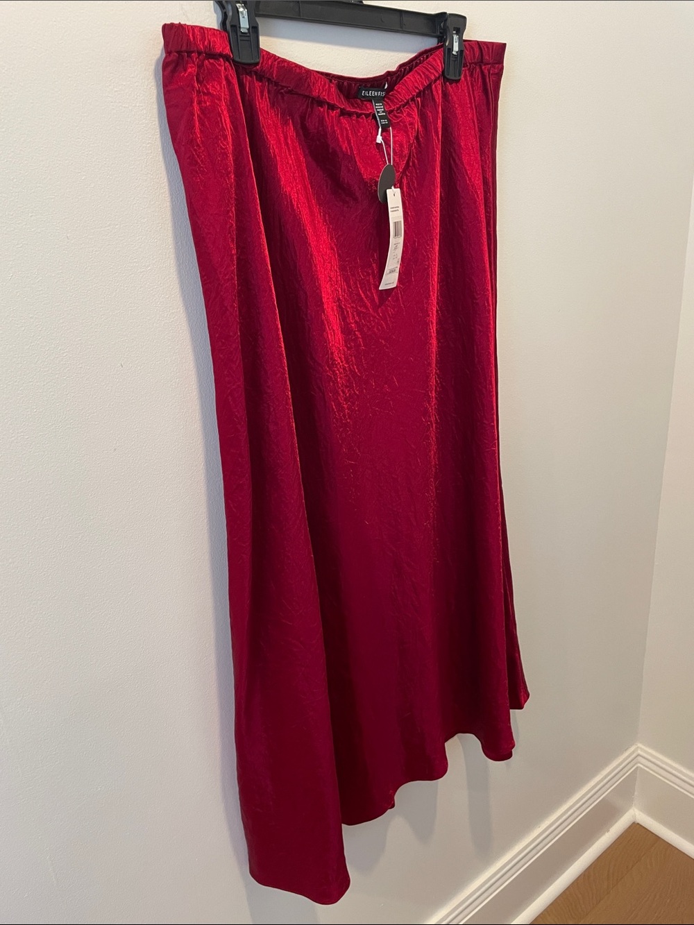 EILEEN FISHER Textured Satin Ruby Midi Skirt Size XL, NWT - Picture 6 of 8
